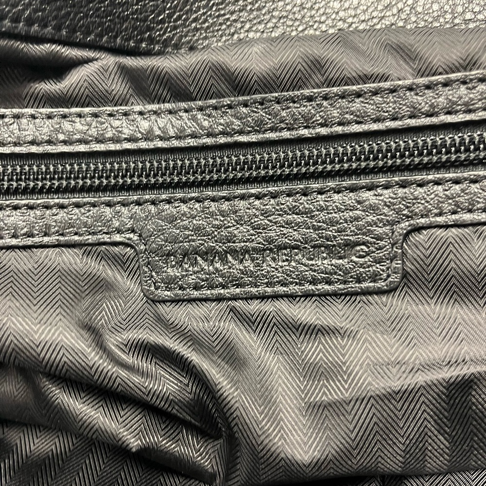 Banana Republic Black Leather Crossbody Messenger Laptop Greyson Bag - Picture 5 of 10